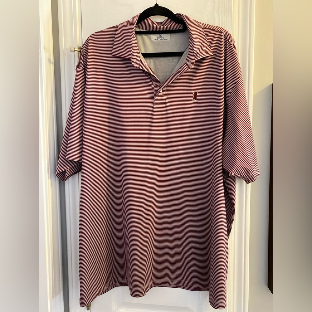 Peter Millar Men's Polo Shirt - Red and White Stripes